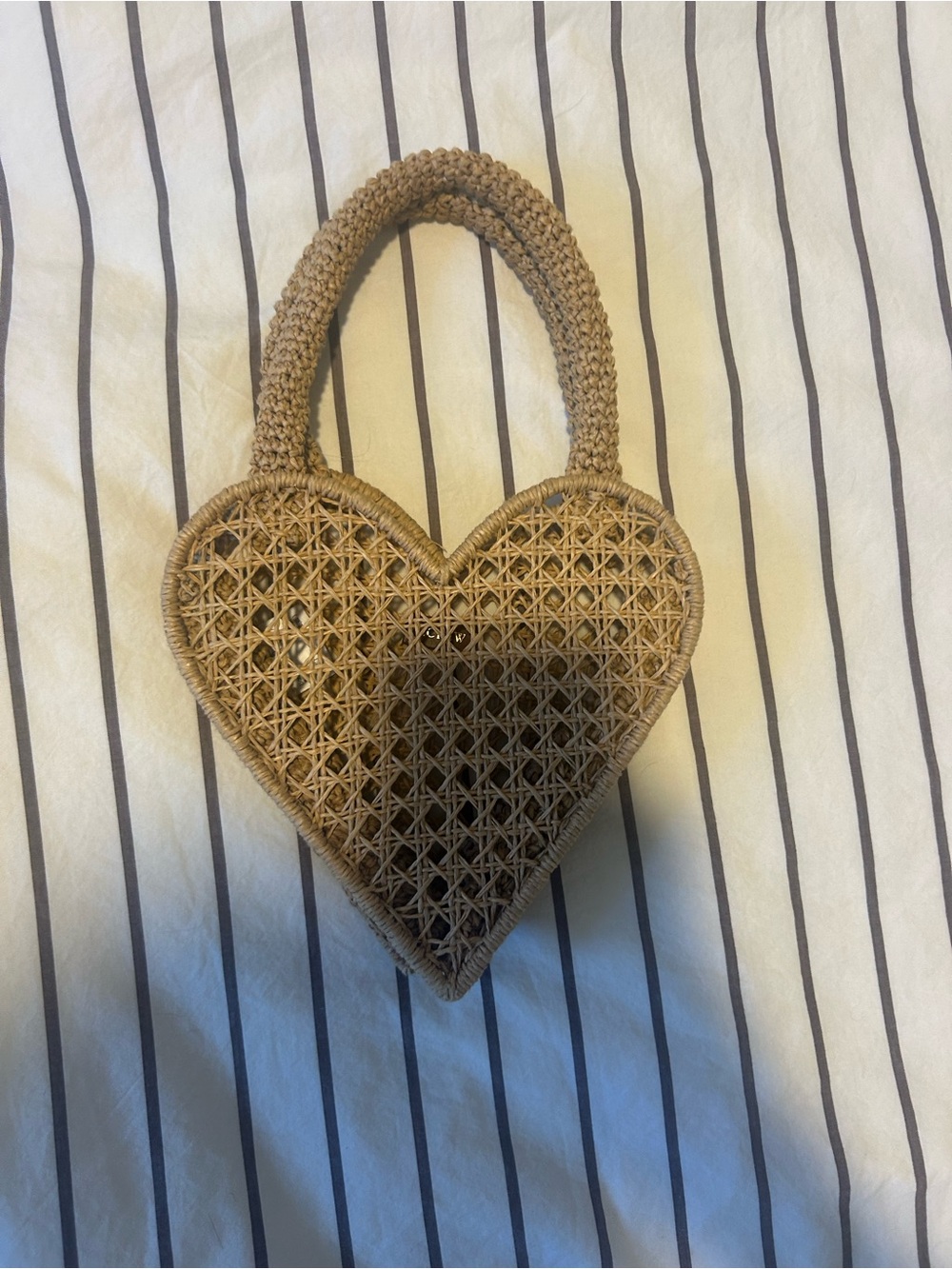 Jcrew Heart-Shaped woven Handbag - Natural